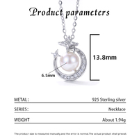 Collar de Plata S925 con Perla de Agua Dulce y Colgante en Forma de Abanico con Circonitas, Joyería Elegante, Regalo de Boda para Mujer