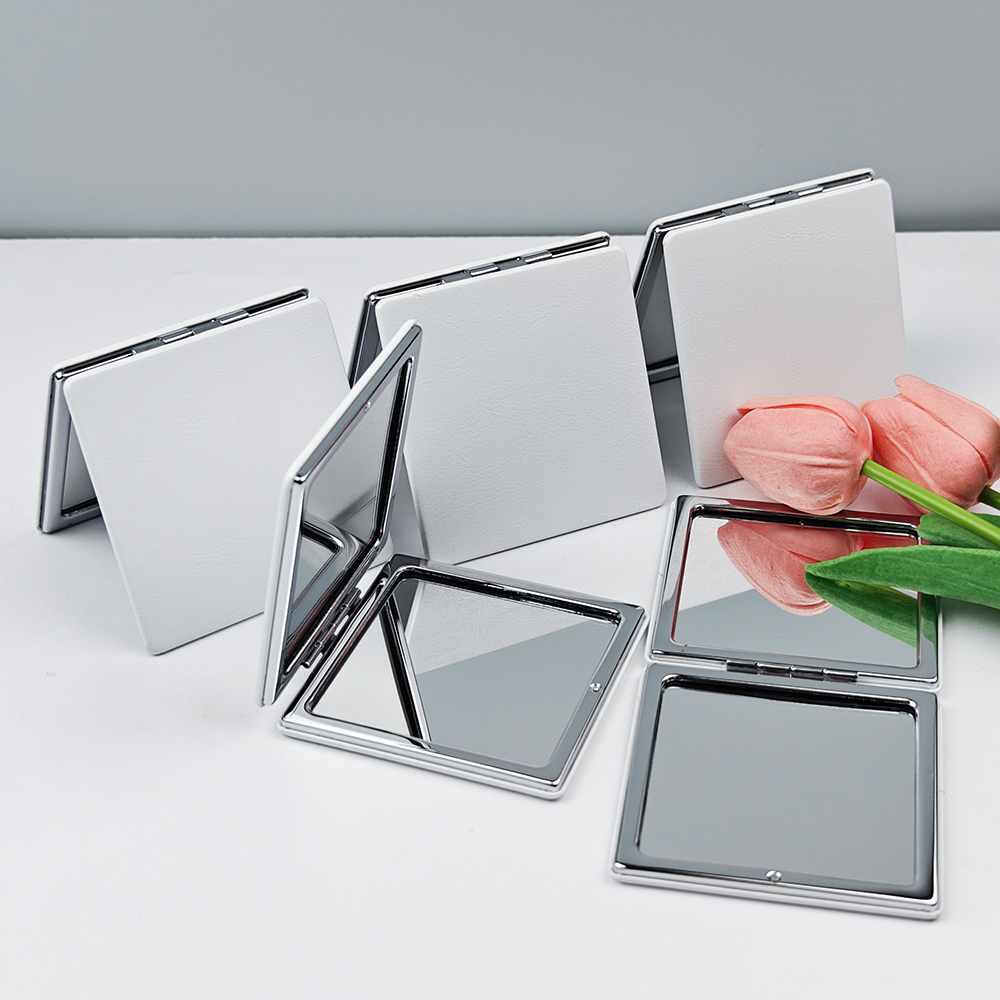 กระจกแต่งหน้า PU สีขาว