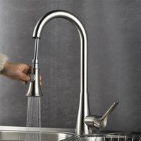 Robinet de cuisine WEIHAO chromé à douchette extractible haute portée avec bec pivotant pour évier de cuisine