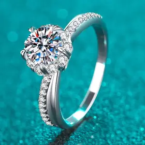 Popular s925 Sterling Silver Luxury pt950 Gold Ring Women's Wedding Couple Moissanite Diamond Ring