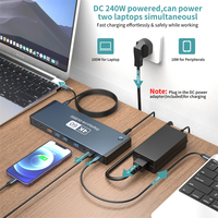 Fuente de alimentación 17 en 1 DC 240W compatible con la función MST para Apple IOS DP HDTV 4K60Hz Gigabit Port Thunderbolt Type-C 3,1 USB Hub
