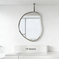 Lampe tactile suspendue en acier inoxydable en forme d'alien, miroir de salle de bain de luxe design avec lentilles en verre