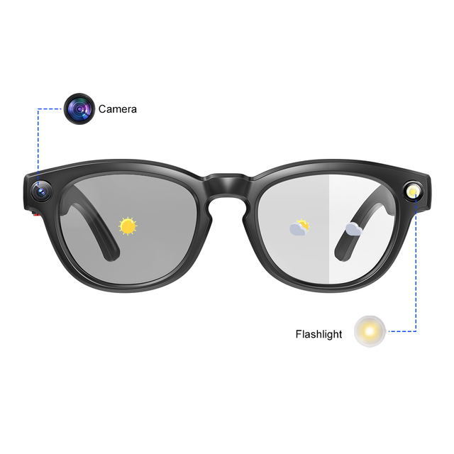 2025 Q8 Smart Wearable Headset Photochromic Sunglasses Al Translation Open-Ear Speakers Women Men Smart Glasses with 800W Camera