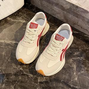 รองเท้าผ้าใบผู้หญิง LYKU สไตล์ลำลองแบบผูกเชือก แฟชั่นทันสมัย ระบายอากาศได้ดี กันลื่น เสริมส้น เพิ่มความสูง เหมาะสำหรับฤดูร้อนและฤดูใบไม้ผลิ - Product Image 1