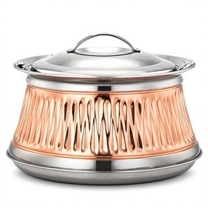 Casserole de luxe en acier inoxydable avec finition cuivre, pot isotherme à double paroi, récipient chauffe-plats thermique avec couvercle pour la maison - Product Image 1