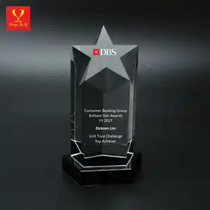 Hitop Wholesale Lovely Design Star Trophy Crystal Trophies Awards For Business Gift