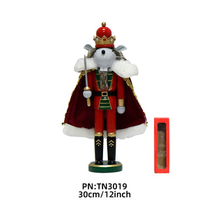Figurine Casse-Noisette Roi Souris en Bois en Gros, Soldat Casse-Noisette Roi Rat à Cape Rouge, Ornement Classique de Table de Noël - Product Image 5