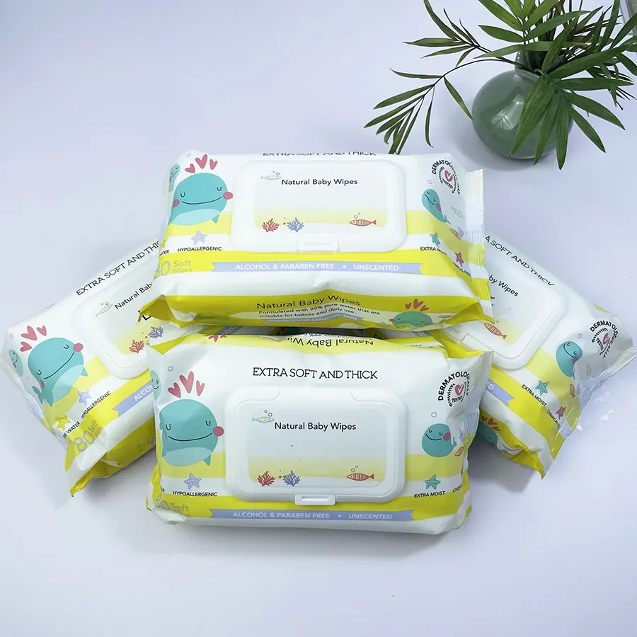 Trung Quốc Hot Bán Khăn Nước Ban Đầu Phân Hủy Sinh Học Bé Khăn Lau Dùng Một Lần Pamper Babywipes Hữu Cơ Bé Khăn Lau