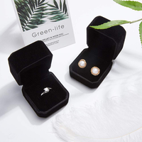 Boîte à bijoux en velours noir pour bague, boucles d'oreilles, collier, boîte à bague de fiançailles, boîte à bijoux pour cadeau de fête des mères