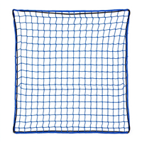 Filet de sécurité sans nœuds en PP monocouche de couleur bleue personnalisée avec corde élastique, filet anti-chute à mailles carrées pour la construction