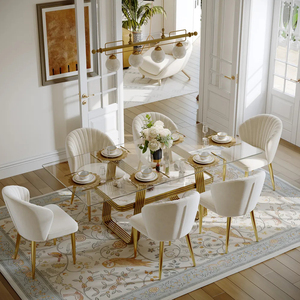 Table <span class=keywords><strong>à</strong></span> manger rectangulaire moderne de luxe avec plateau en verre de 71 pouces, design <span class=keywords><strong>à</strong></span> rangement ouvert pour un espace domestique bien rangé, convient <span class=keywords><strong>à</strong></span> 4-6 personnes - Product Image 4