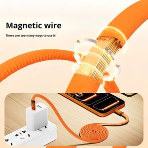 Câble TKT magnétique rétractable Type-C <span class=keywords><strong>vers</strong></span> Type-C, gaine tressée, charge rapide 3A, <span class=keywords><strong>transfert</strong></span> <span class=keywords><strong>de</strong></span> données 480 Mbps, certifié MFi, 1 m pour <span class=keywords><strong>iPhone</strong></span> - Product Image 3