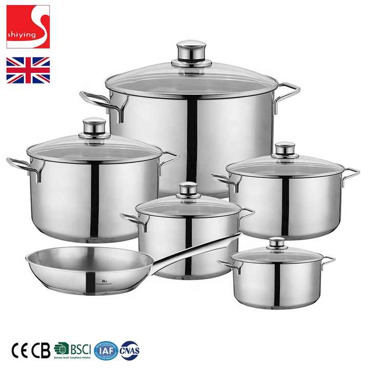 sy-kitchenware stainless steel cookware set silver