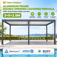 Pergola à double ouverture 3x6m avec structure en aluminium et 96 lames en acier galvanisé monocouche pour la vente en gros