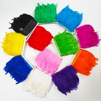 Ruban de plumes de coq teintes de 4 à 6 pouces, bordure en franges de plumes Schlappen pour costume de carnaval, coiffe, fête, décoration de mariage