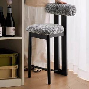 Bar <b>Stool</b> With Backrest Solid Wood High Seat Living Room Chair Stable Design - Product Image 5