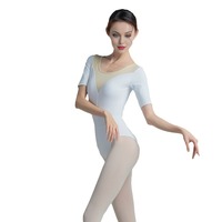 Justaucorps de ballet personnalisé pour femme, à manches courtes, col en V, extensible, pour la gymnastique et la danse