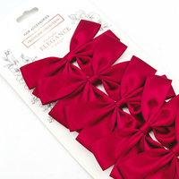 Lot de 4 barrettes à cheveux en velours Gordon Factory, nœuds longs bordeaux, avec carte, accessoires pour cheveux, nœuds rouges