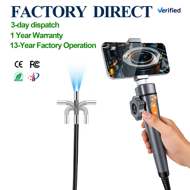 6.0mm WIFI Industrial Endoscope 2-Way 360 Articulating for Automotive Engine Repair Home Use Video Inspection Camera Android IOS