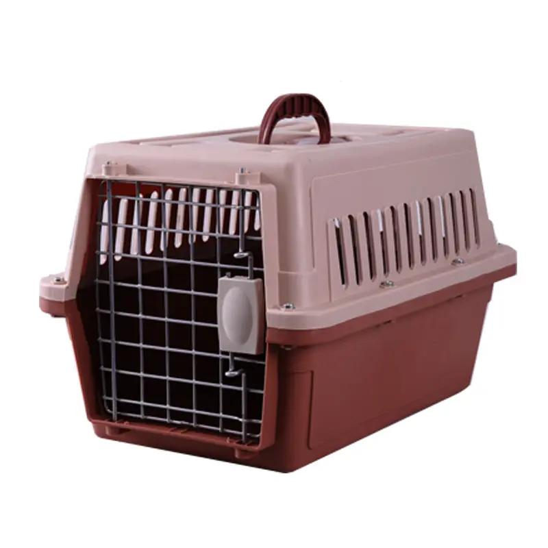 Kingtale Designs Plastic Kennels Rolling Plastic Airline Approved Wire Door Travel Dog Crate