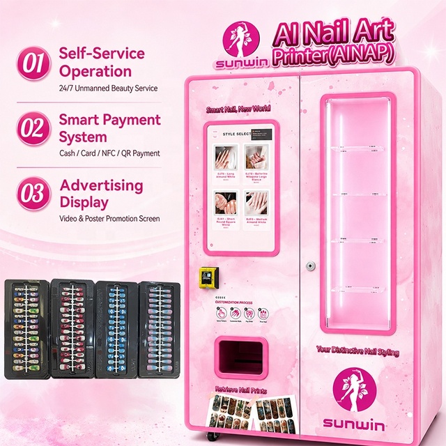 Factory Supply AI Nail Art Printer Automatic Self Service Nail Printing Machine Commercial Beauty Vending Kiosk OEM ODM