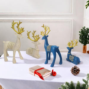 Escultura de Resina Epoxi Creativa con Diseño Abstracto de Pareja de Ciervos Navideños Chinos, Decoración para el Hogar, Librería, Porche, Regalo de Inauguración de Casa, Regalo Navideño - Product Image 4