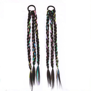 Queue de cheval tressée pour femme, style Y2K, longue, torsadée, haut de gamme, colorée, avec bande élastique, résistante à <span class=keywords><strong>la</strong></span> chaleur - Product Image 1