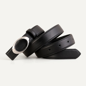 Cinturón de Cuero Genuino para Mujer, Cinturón de Cintura con Hebilla Occidental en Tono Plateado Retro para Jeans y Vestidos - Product Image 1