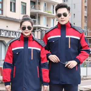 Vêtements de travail d'hiver pour hommes, combinaisons de sécurité avec doublure amovible et réflecteurs, vêtements de travail - Product Image 1