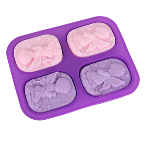 Molde de Silicona Morado de 4 Cavidades <span class=keywords><strong>para</strong></span> Jabón, Molde <span class=keywords><strong>para</strong></span> Decoración de Pasteles con Forma de Ángel, Niño o Niña, Herramientas <span class=keywords><strong>para</strong></span> Pasteles Hechas a Mano - Product Image 1
