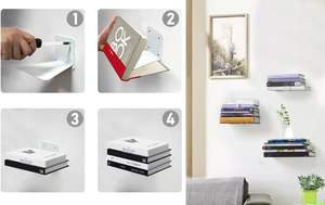 Étagère à livres flottante <span class=keywords><strong>invisible</strong></span> murale, étagères à livres suspendues, étagère à livres cachée, <span class=keywords><strong>support</strong></span> mural en métal pour livres - Product Image 5