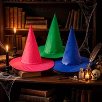 Cappello da strega tinta unita per Halloween, costume da adulto, taglia unica, per feste e cosplay, leggero, blu, rosa, verde, 40 cm