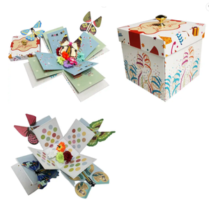 Custom Design Logo Cake Gift Packaging Explosion Box Surprise Gift Box With Flying Butterfly