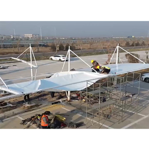 Fabricant de structures de tension pour auvents, abris de voiture en acier galvanisé avec membrane PVDF, grand abri de stationnement, abri solaire pour voiture, garage - Product Image 5