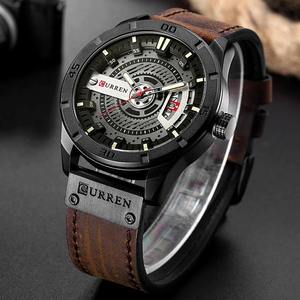 Reloj Deportivo de Cuarzo CURREN 8301 para Hombre con Correa de Cuero, Visualización de Fecha, Resistente al Agua, Reloj de Pulsera Informal para Negocios y Uso al Aire Libre - Product Image 2