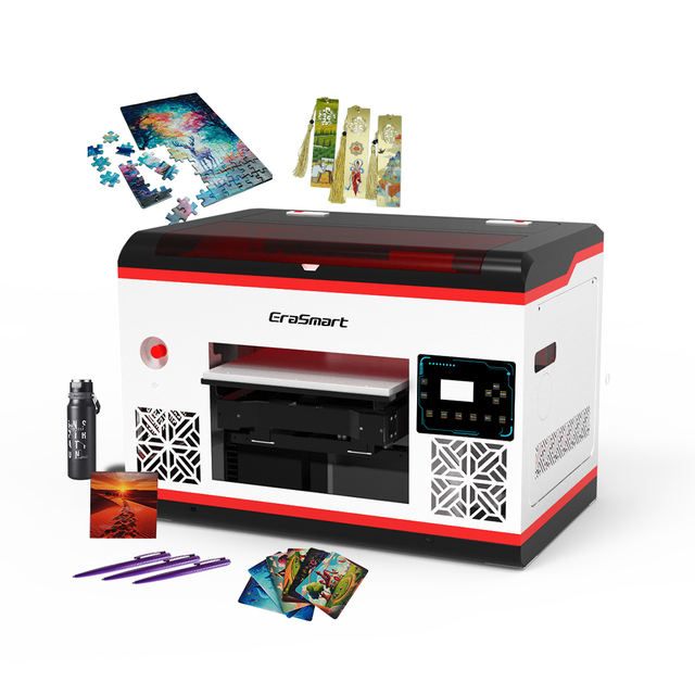 Erasmart UV Inkjet Flatbed Printer A3 Card Flex Leather New 2400 DPI Automatic Portable Vision Positioning