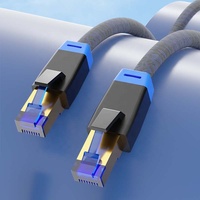 Kabel Patch Ethernet SFTP Twist Pairs RJ45 Cat8 Cat7 Cat6 Cat5 dengan Selubung PVC, Panjang Sesuai Pesanan 1M-20M