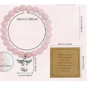 Quarzo rosa fatto a mano stile bohémien per bracciale con ciondolo a cuore Design di nicchia <span class=keywords><strong>gioielli</strong></span> regolabili per san valentino - Product Image 3