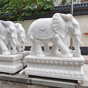 Tongmei hiện đại freestanding tùy chỉnh kích thước kỷ niệm nghệ thuật Zoo lối vào điêu khắc lớn đá cẩm thạch voi tượng - Product Image 5