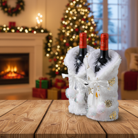 Housse de bouteille de vin rouge pour Noël, sac cadeau en peluche douce, design créatif flocon de neige, décorations de table, vente chaude