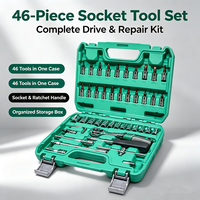 Stock Outre-mer 46 Pièces Ensemble d'outils à cliquet et douilles Expédition Rapide Kit de réparation manuel Boîte à outils portable pour l'entretien de garage