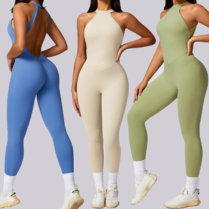 Tuta di un pezzo da <span class=keywords><strong>donna</strong></span> reggiseno Yoga senza maniche con pantaloni cavi che sollevano i pantaloni sportivi - Product Image 2