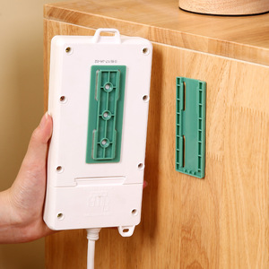 <b>Wall</b> <b>Mounted</b> Power Strip Holder Rectangle Green And Blue Punch Free Socket Storage <b>Shelf</b> For Living Room Office Organizer - Product Image 4