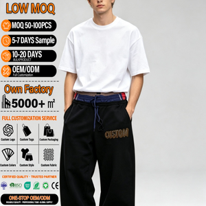 Pantalon de survêtement personnalisé pour homme, brodé, taille élastique avec cordon de serrage, décontracté, en coton mi-lourd, style été - Product Image 1