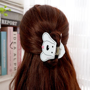 Pinzas de pelo de acetato grabadas cachorro blanco diseño 3D personalizado al por mayor - Product Image 4