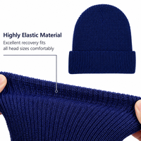 Bonnet en tricot gaufré haute densité avec logo personnalisé, double couche, revers plié, chaud pour l'hiver, élastique, pour fournisseur de chapeaux en gros
