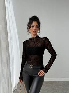 2025 Otoño Invierno para <span class=keywords><strong>Amazon</strong></span> Cross-Border Top Europa Estados Unidos All-Match New Wood Ear Trim Slim <span class=keywords><strong>manga</strong></span> larga Casual Simple - Product Image 4