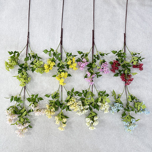 Flores artificiales Meiyu Craft, flor de copo de nieve de 3 cabezas, hierba artificial de plástico y seda, decoración para el hogar, entrada, adorno para fotografía - Product Image 3