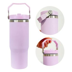 Vaso térmico de acero inoxidable de doble pared de 30 oz con tapa abatible, acabado mate, color macaron, para sublimación, a prueba de fugas, desde almacén de EE. UU. - Product Image 3