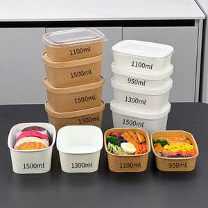 โรงงานขายส่งชามกระดาษคุณภาพสูงแบบใช้แล้วทิ้ง รีไซเคิลได้ สำหรับใส่อาหารกลางวัน สลัด ของหวาน ขนมปัง บรรจุภัณฑ์ พร้อมโลโก้สั่งทำ ฝาปิดสำหรับอาหารร้อน - Product Image 3